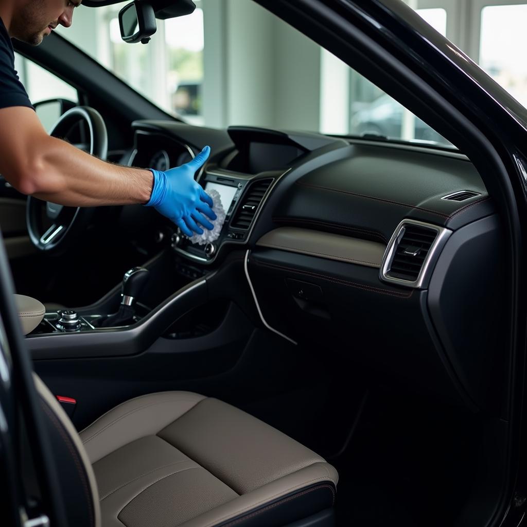 Interior Car Detailing Focus on Dashboard