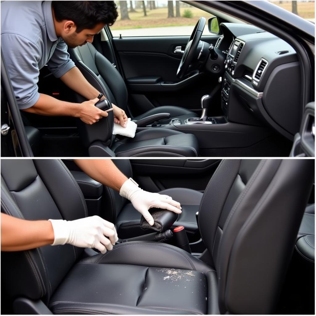 Interior car detailing cleaning process