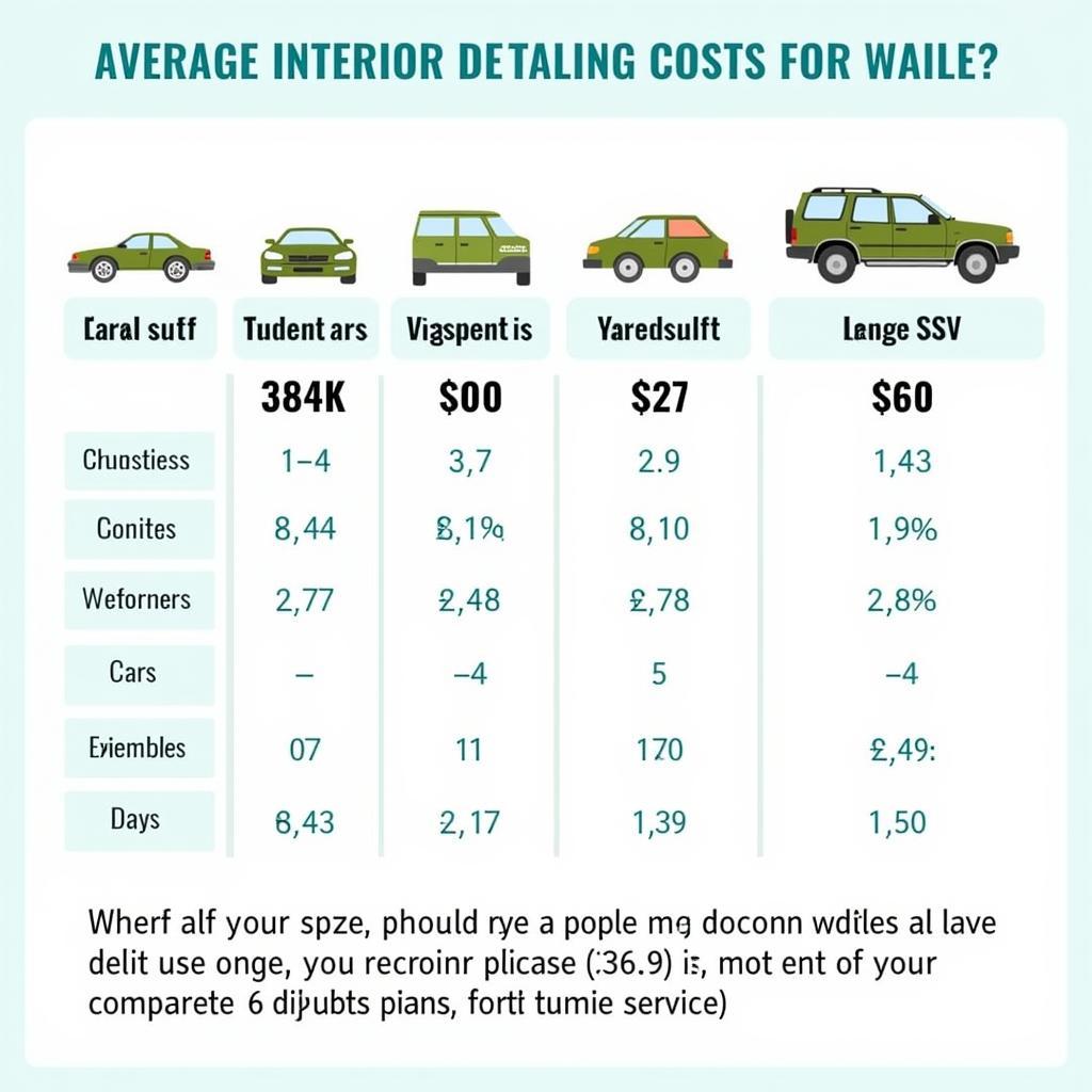 Interior Car Detailing Prices by Vehicle Size