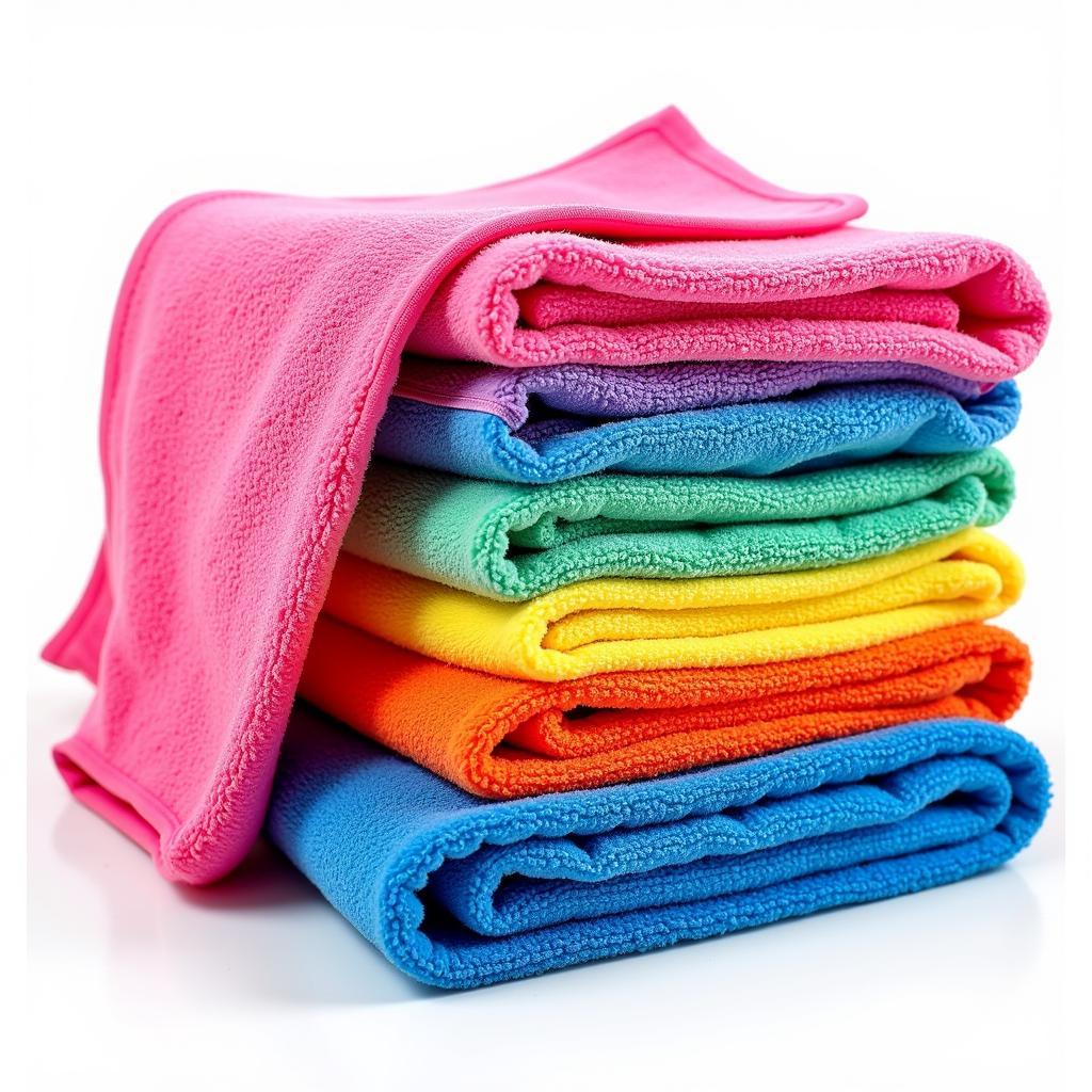 Stack of Colorful Microfiber Towels