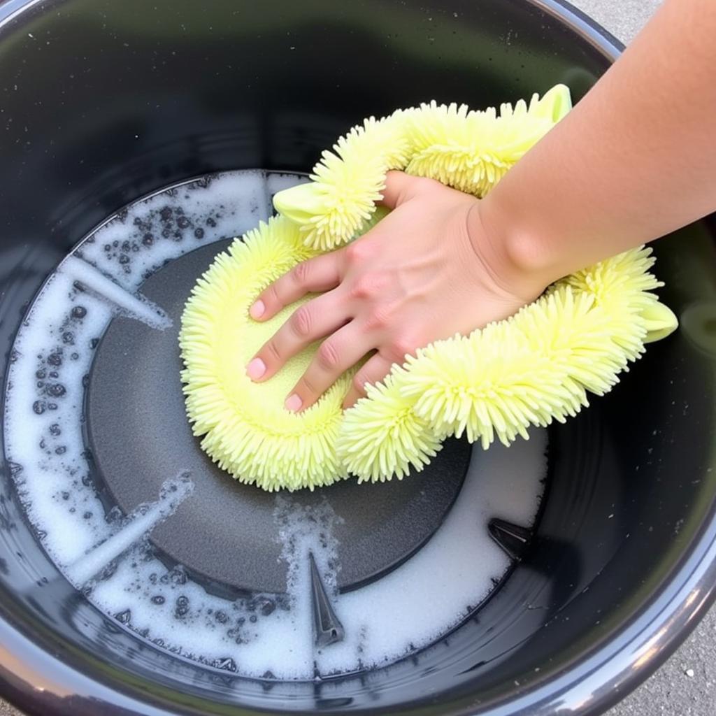 Microfiber Wash Mitt and Grit Guard in Action