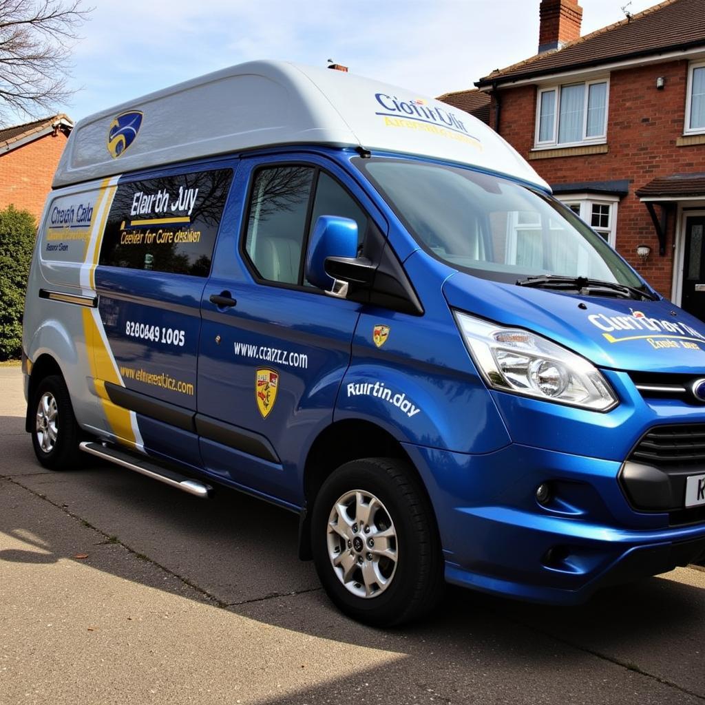 Mobile car detailing van parked in a driveway in the UK