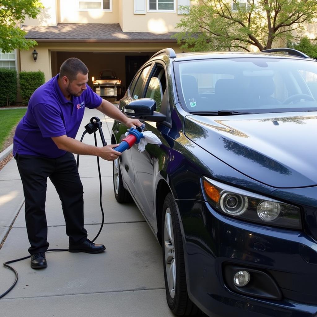 Mobile Detailer Cleaning a Car