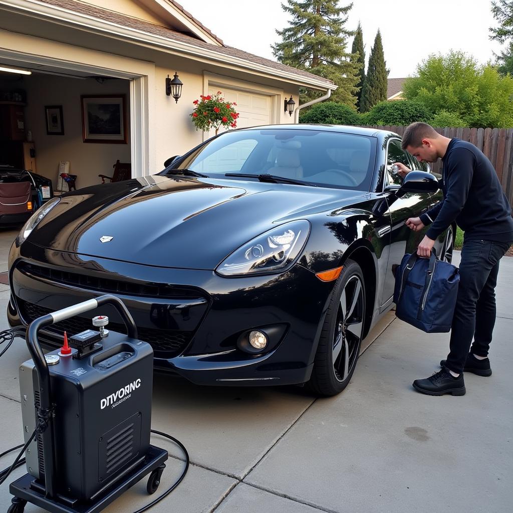 On-Site Car Detailing Process in Action