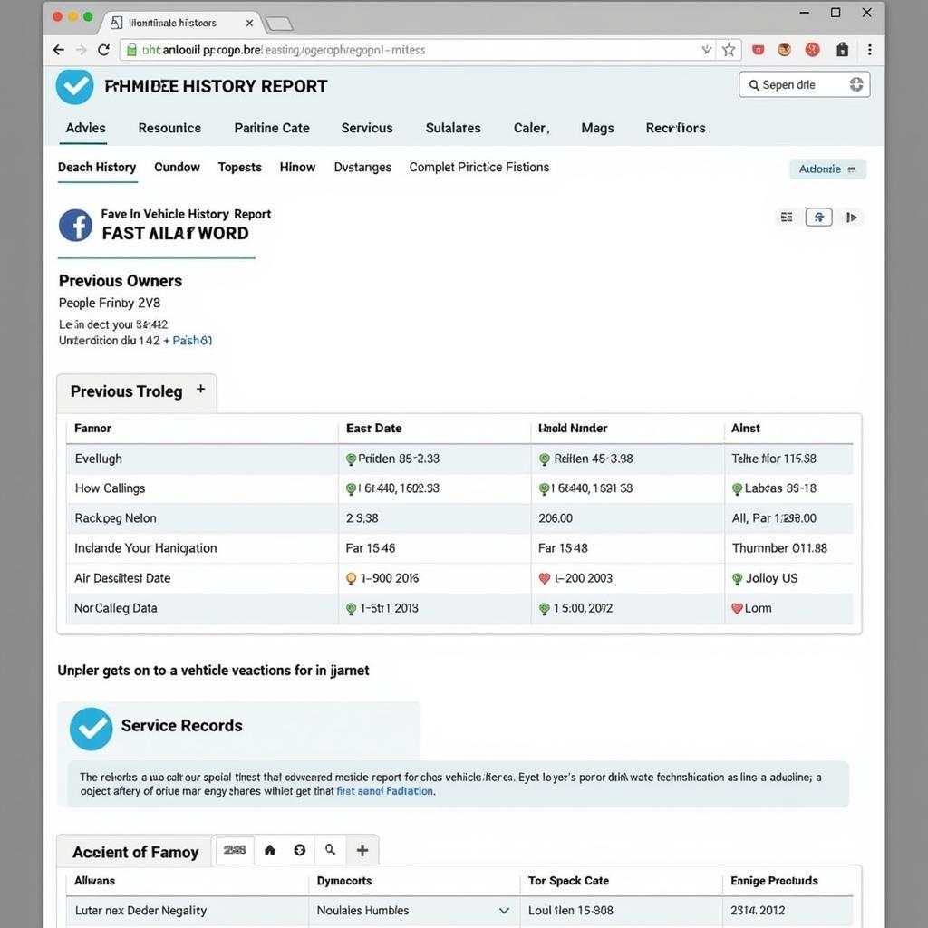 Online Vehicle History Report Screenshot