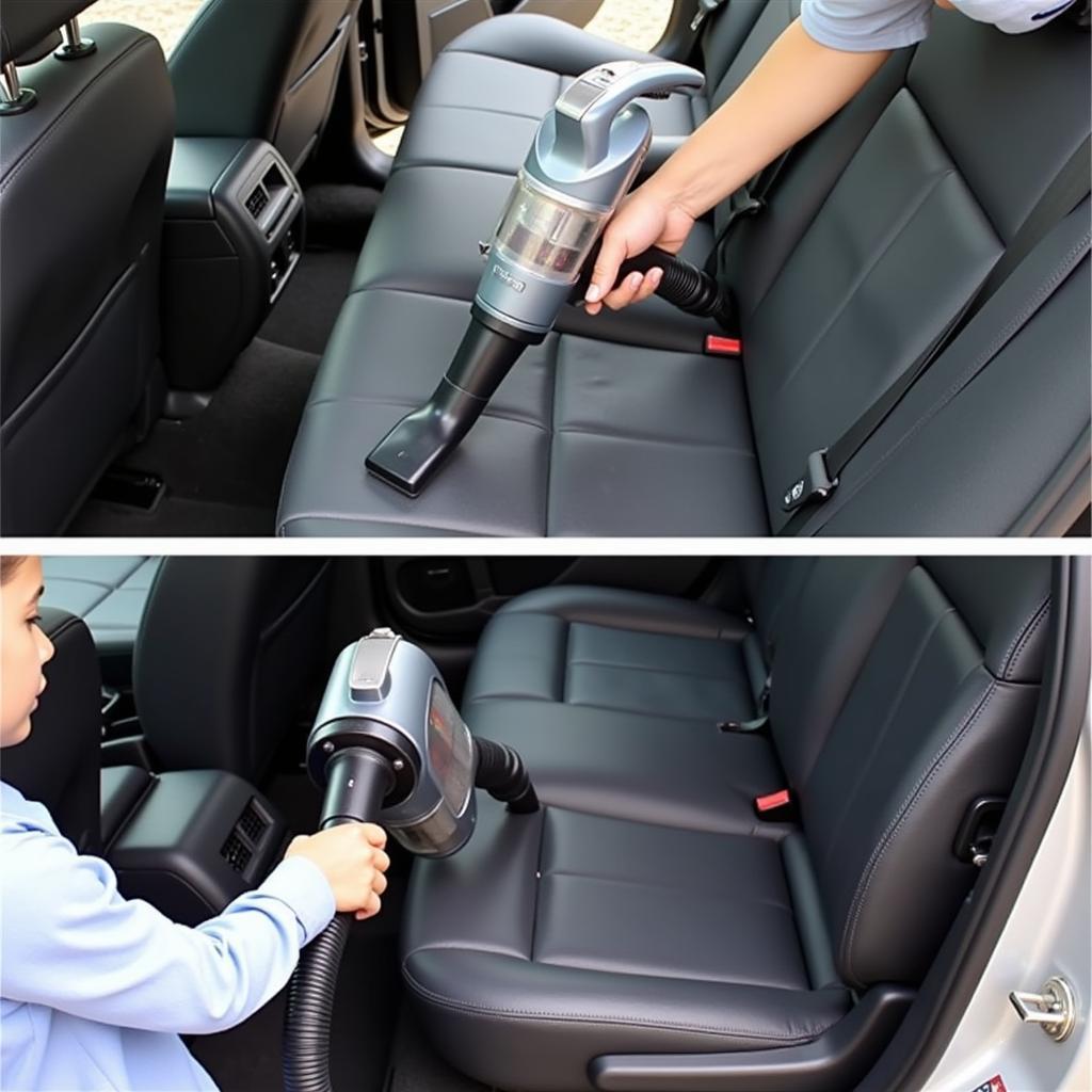 Person Vacuuming Car Interior