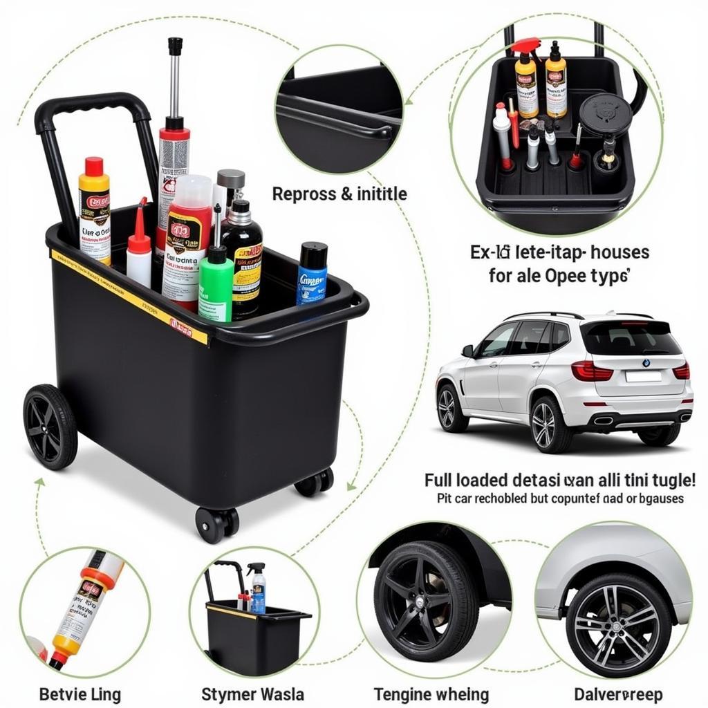 Portable Car Detailing Caddy with Wheels