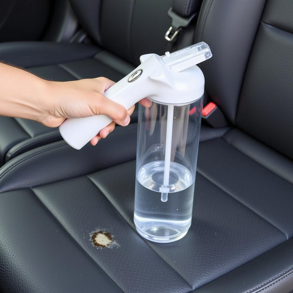 Portable Spot Cleaner on Car Seat