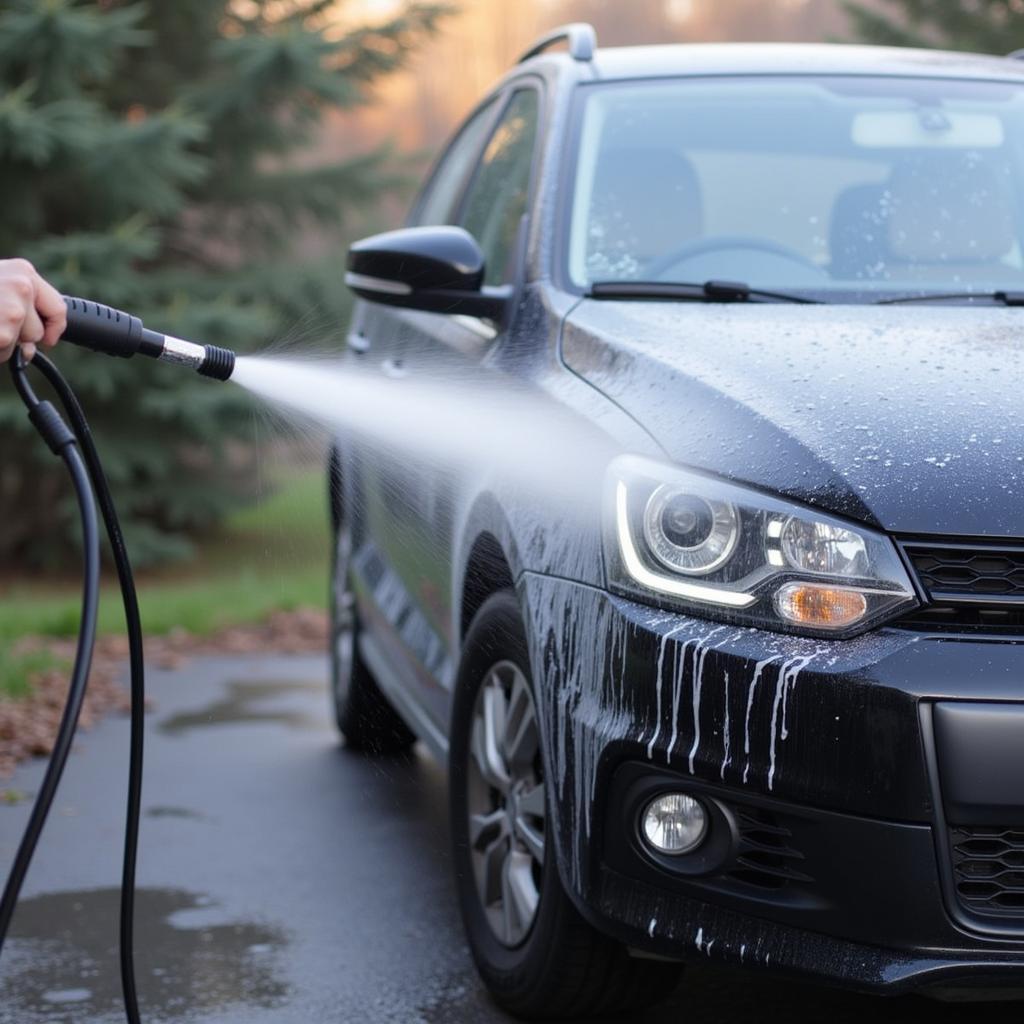 car being pre-washed