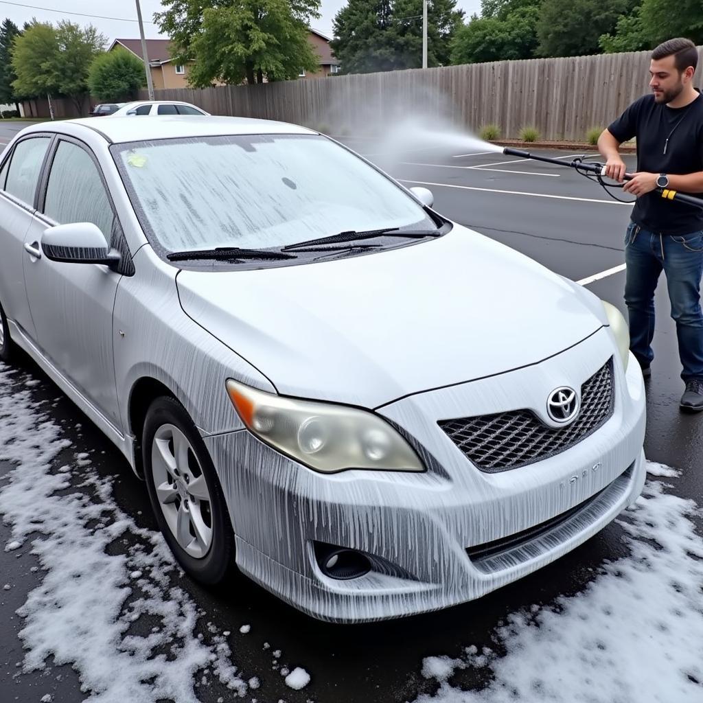 Professional pre-wash setup for car detailing