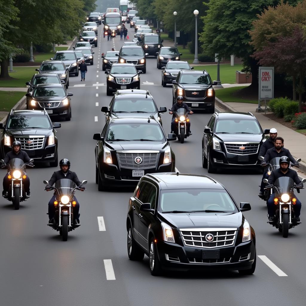 Presidential Motorcade Security Detail in Action