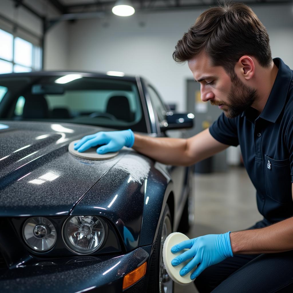 Skilled car detailer at work in Virginia Beach