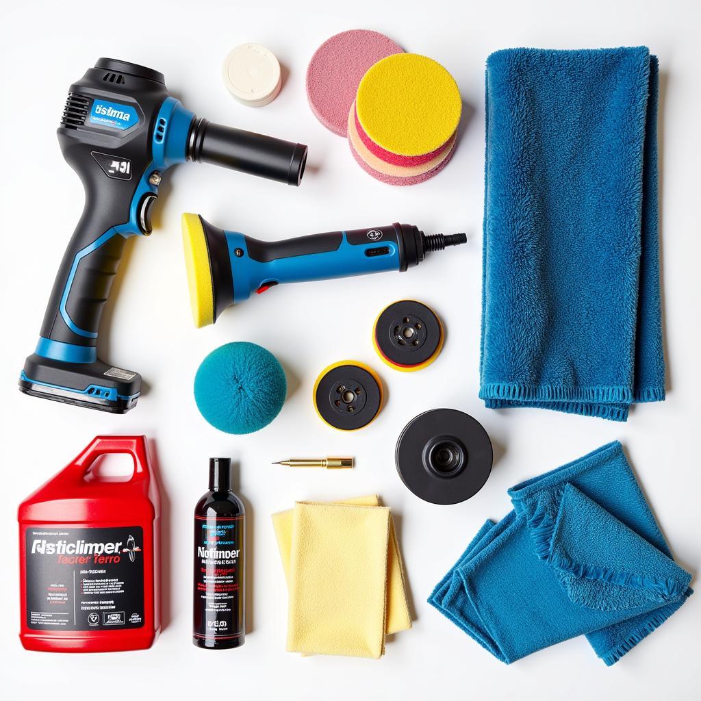 An assortment of professional car detailing tools