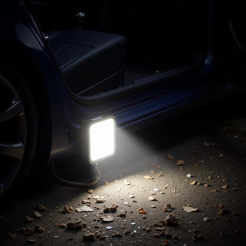 Rechargeable LED Work Light Illuminating Car Footwell