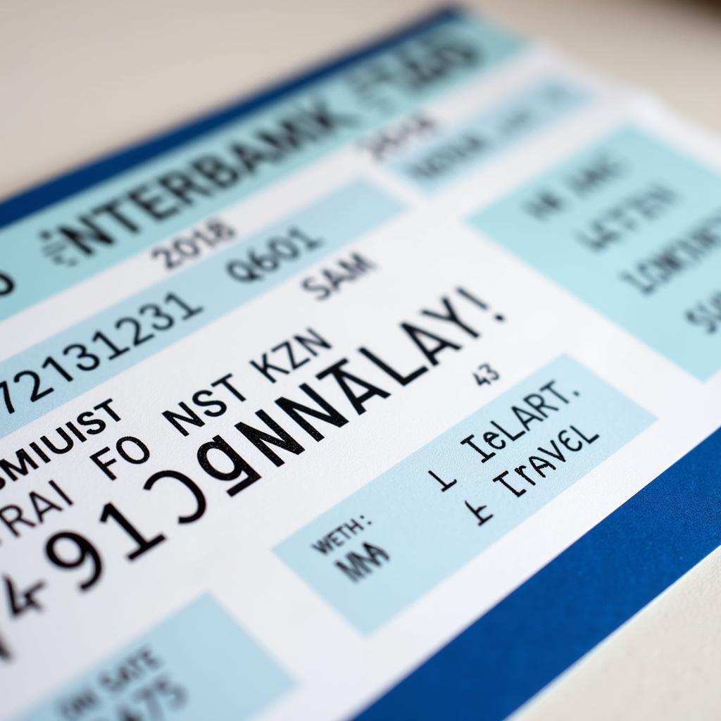 Close-up of airline ticket with highlighted return flight details