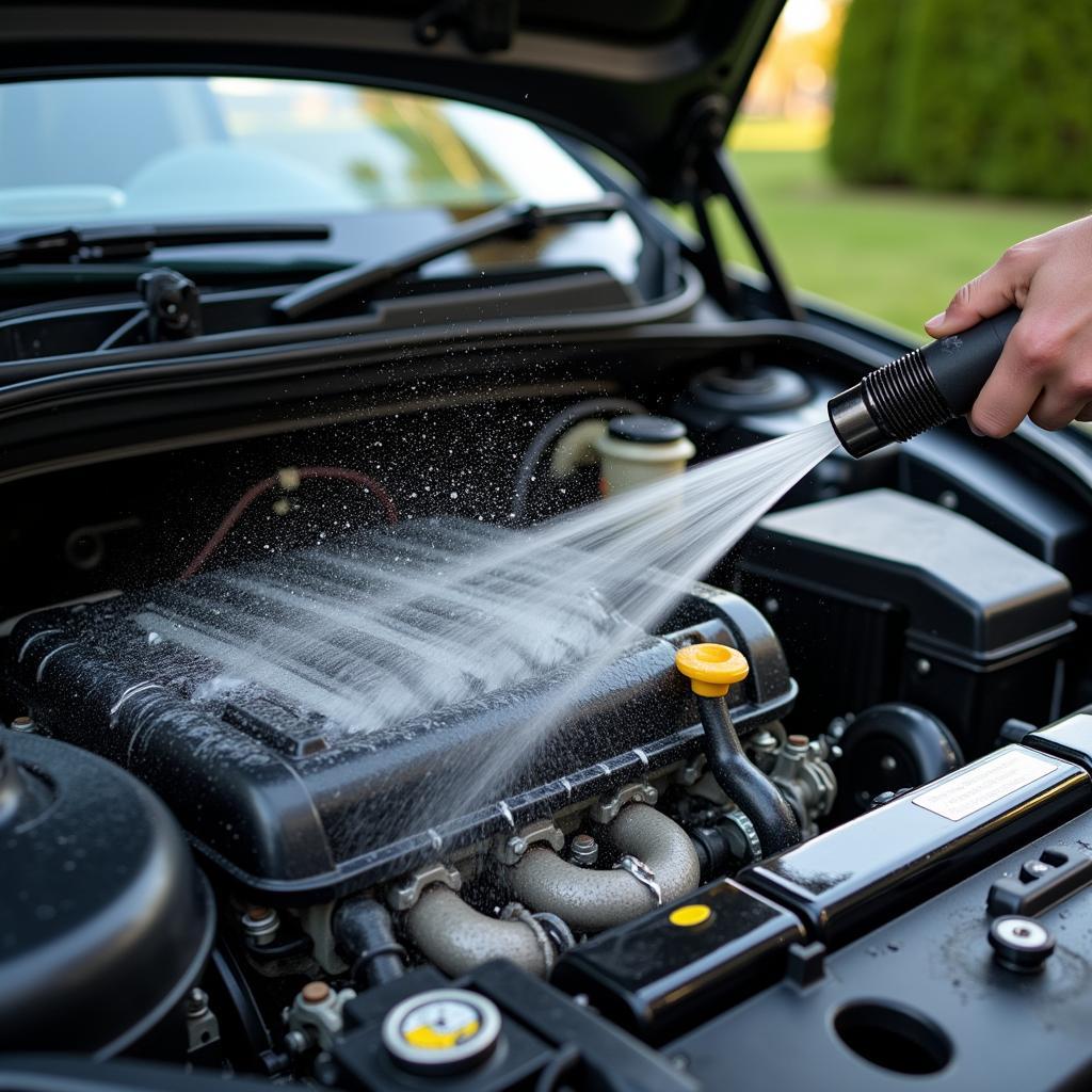 Rinsing Engine Bay with Garden Hose