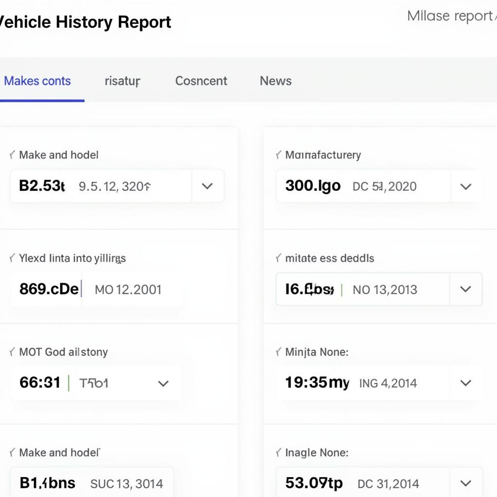 Sample Vehicle History Report