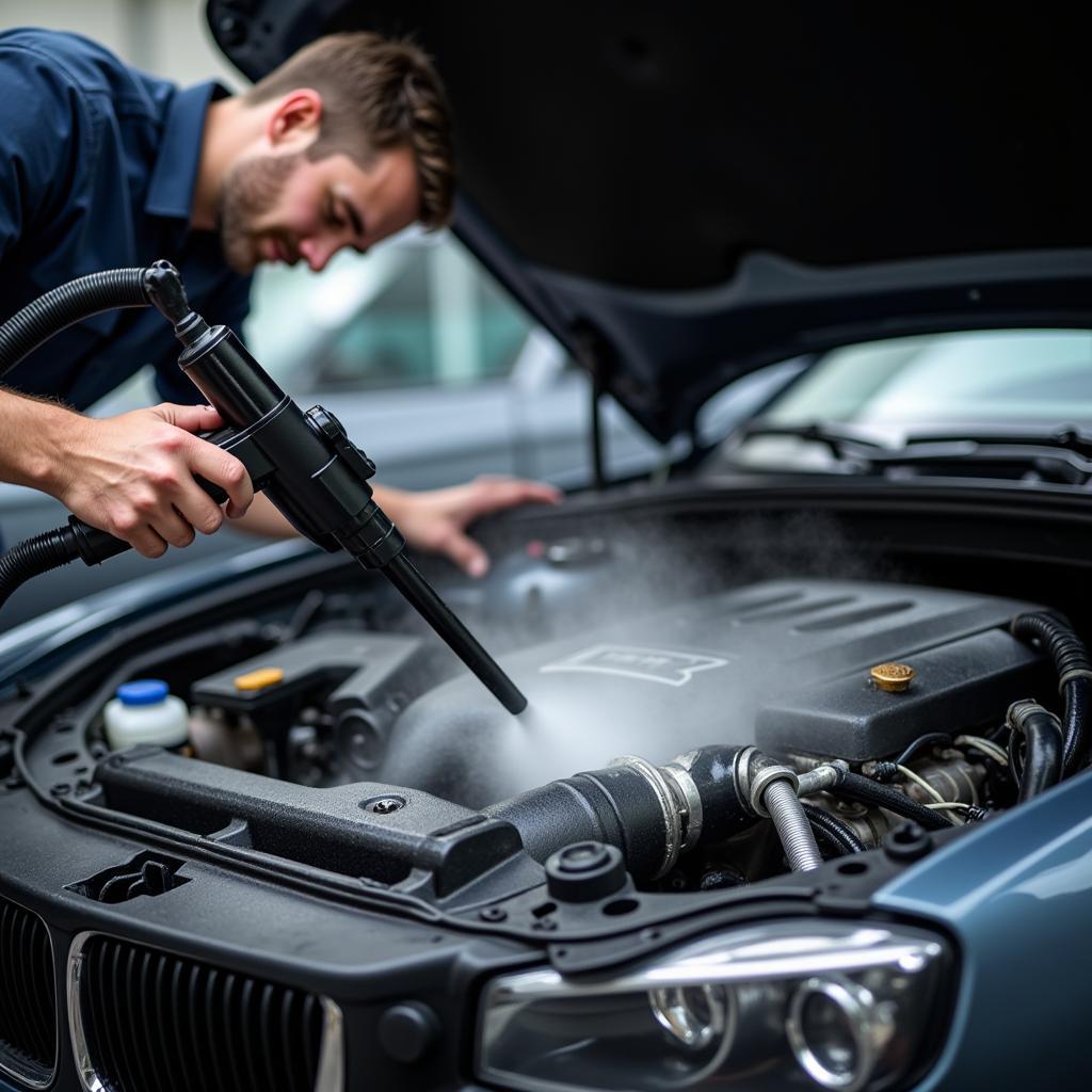 Steam Cleaning Car Engine Bay