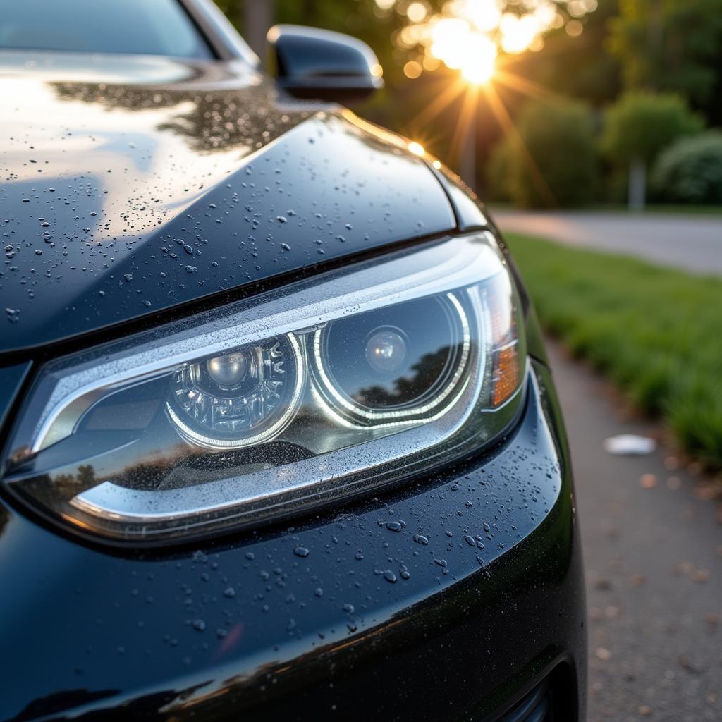 Car parked under the sun.