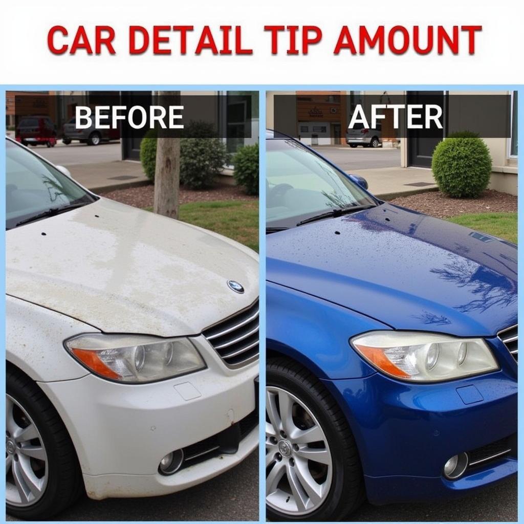 Factors influencing the tip amount for car detailing services.