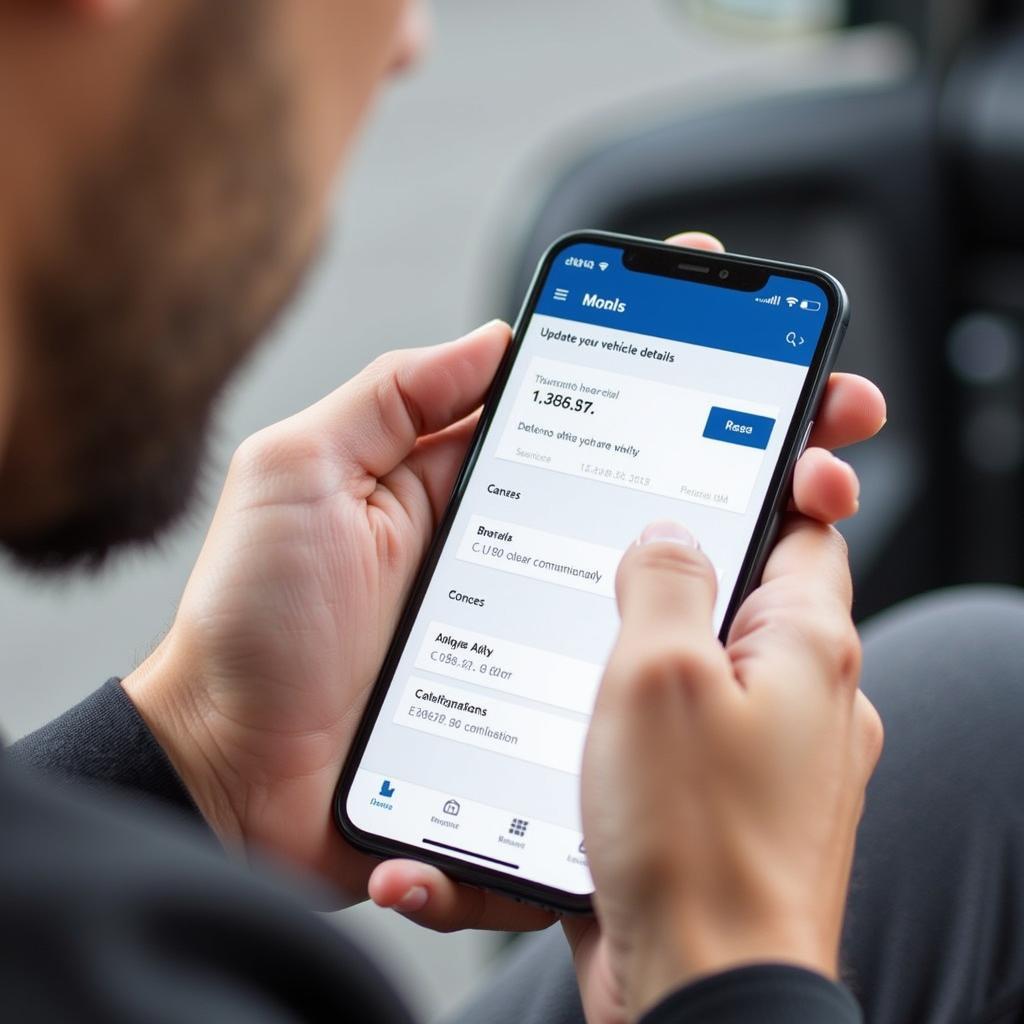 Updating Vehicle Details on a Mobile Phone