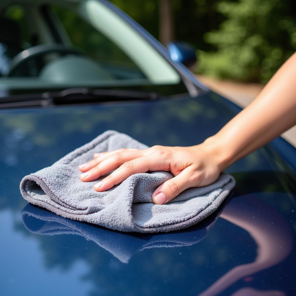 Using quick detailer on a car