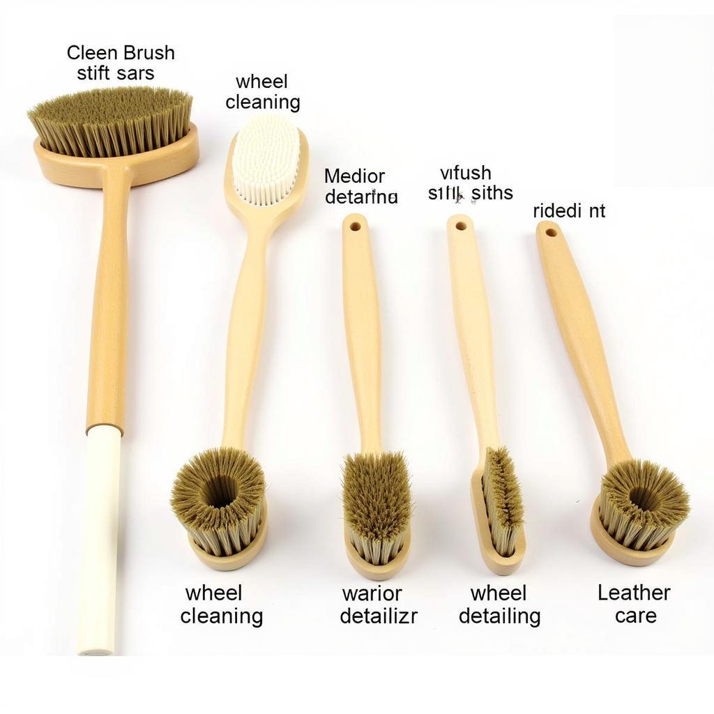 Different types of car detailing brushes