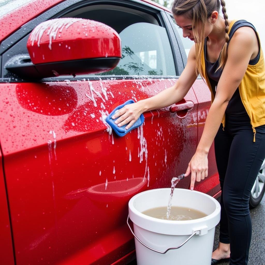 Washing Car with Two Buckets