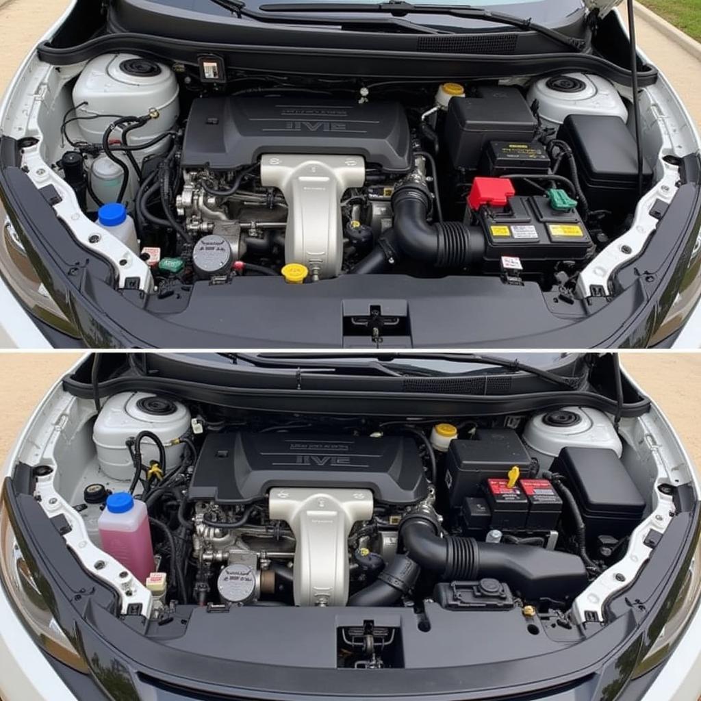 2016 Honda Civic LX engine bay detailing with degreaser and dressing