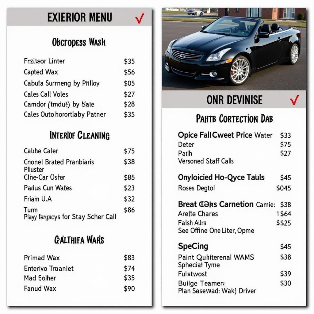 A La Carte Car Detailing Menu Options