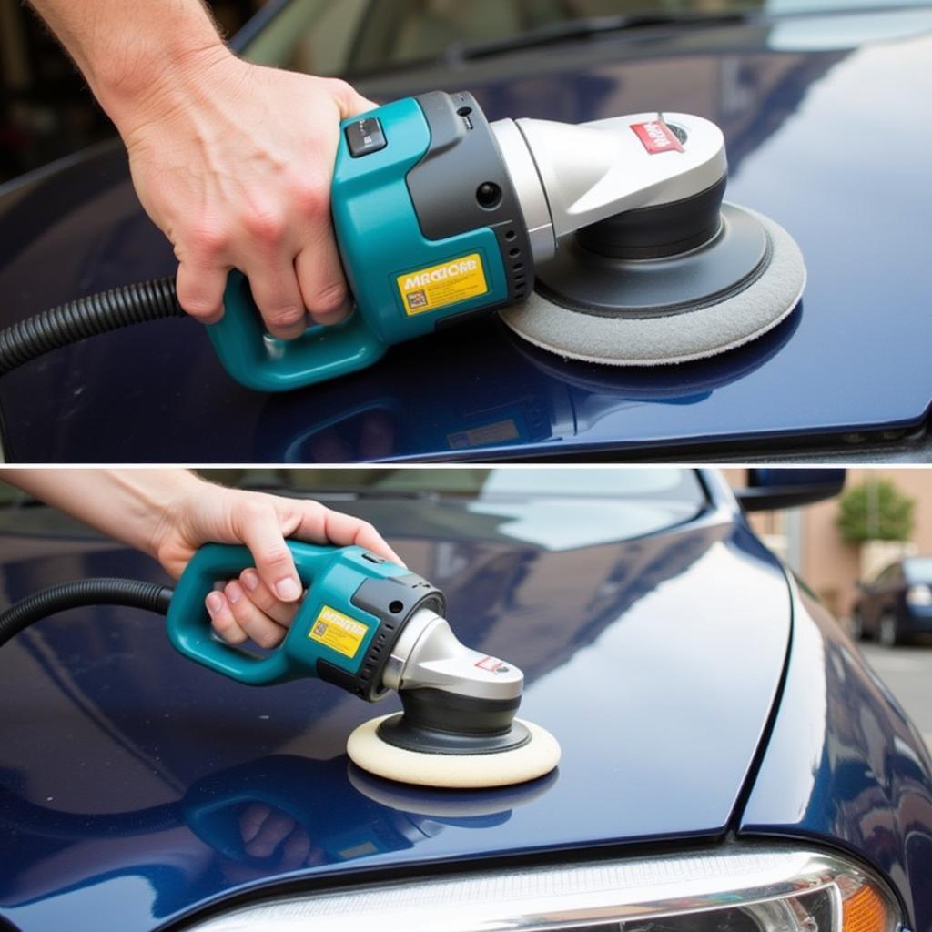 Adams Polisher in Action on Car Hood