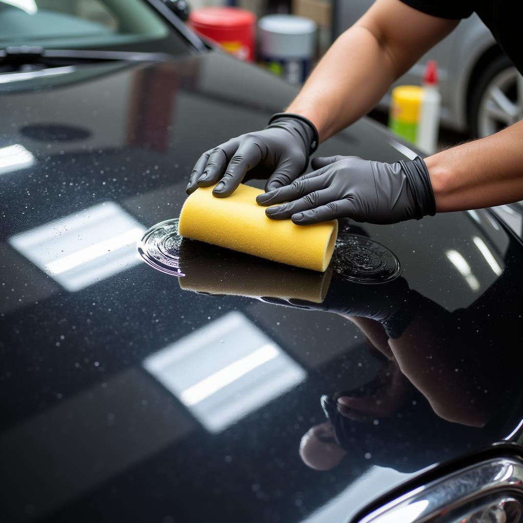 Applying Car Wax to a Vehicle's Hood