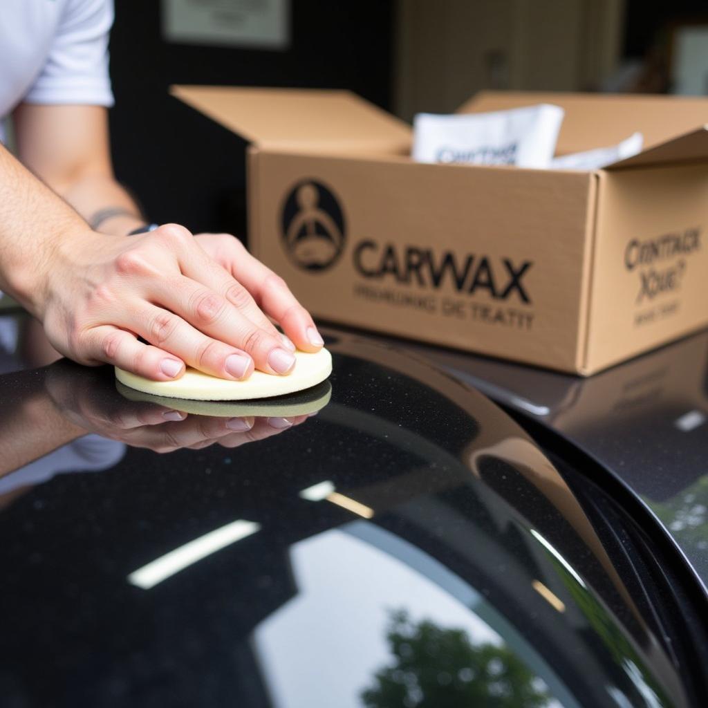 Applying Car Wax from Subscription Box