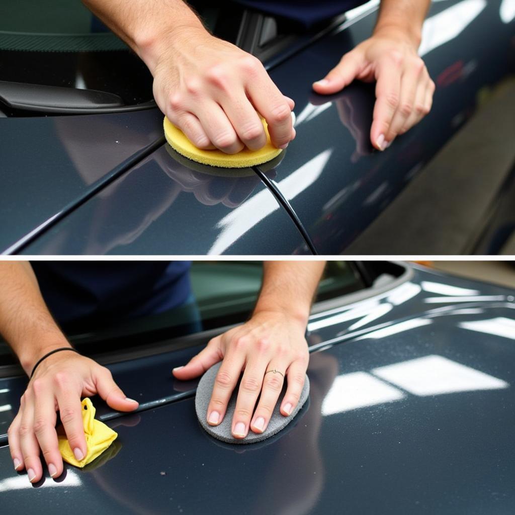 Applying Car Wax to Sports Car