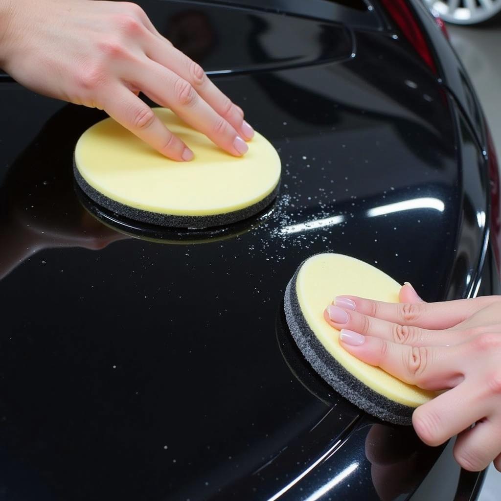 Applying Car Wax with Applicator Pad