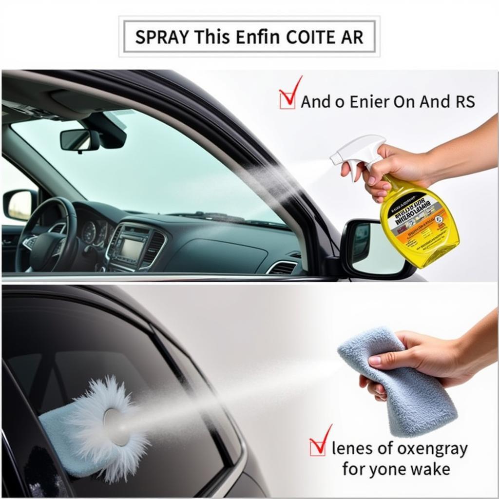 Applying Car Window Cleaner with Microfiber Applicator Pad