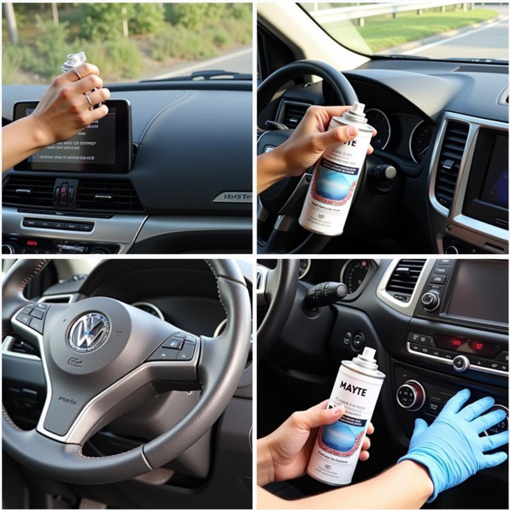 Applying Interior Protectant to Car Dashboard