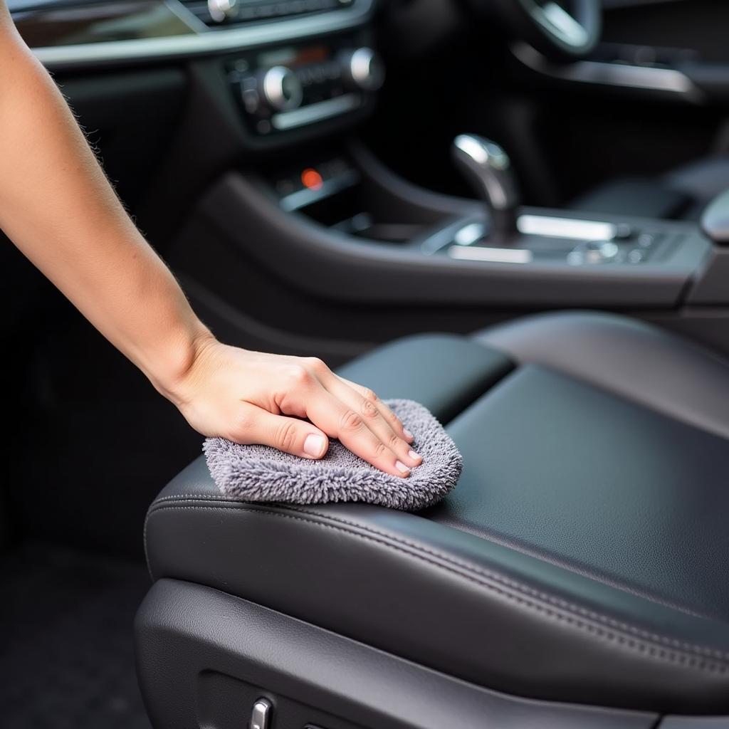 Applying Leather Conditioner to Car Seats