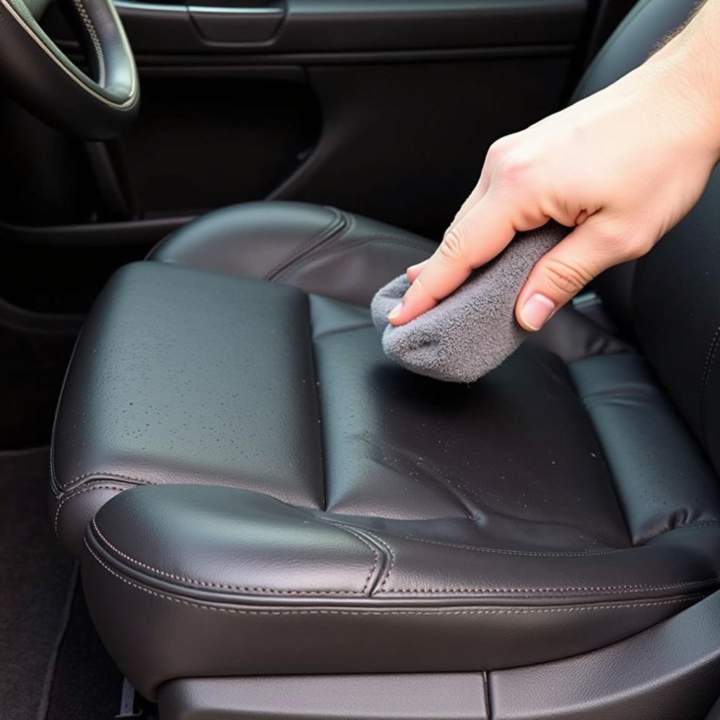 Applying Leather Conditioner to Car Seats