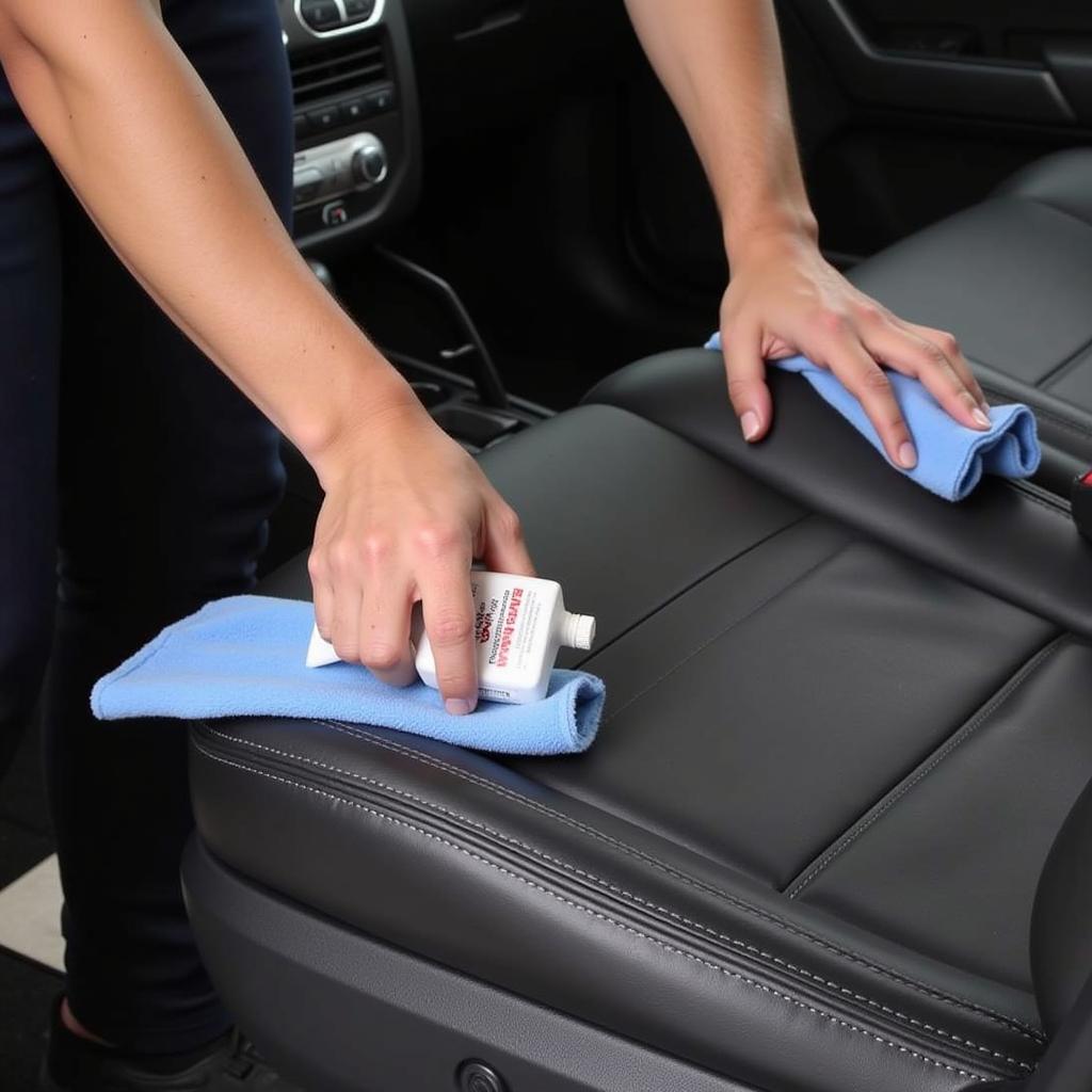 Applying Leather Conditioner to Car Seats