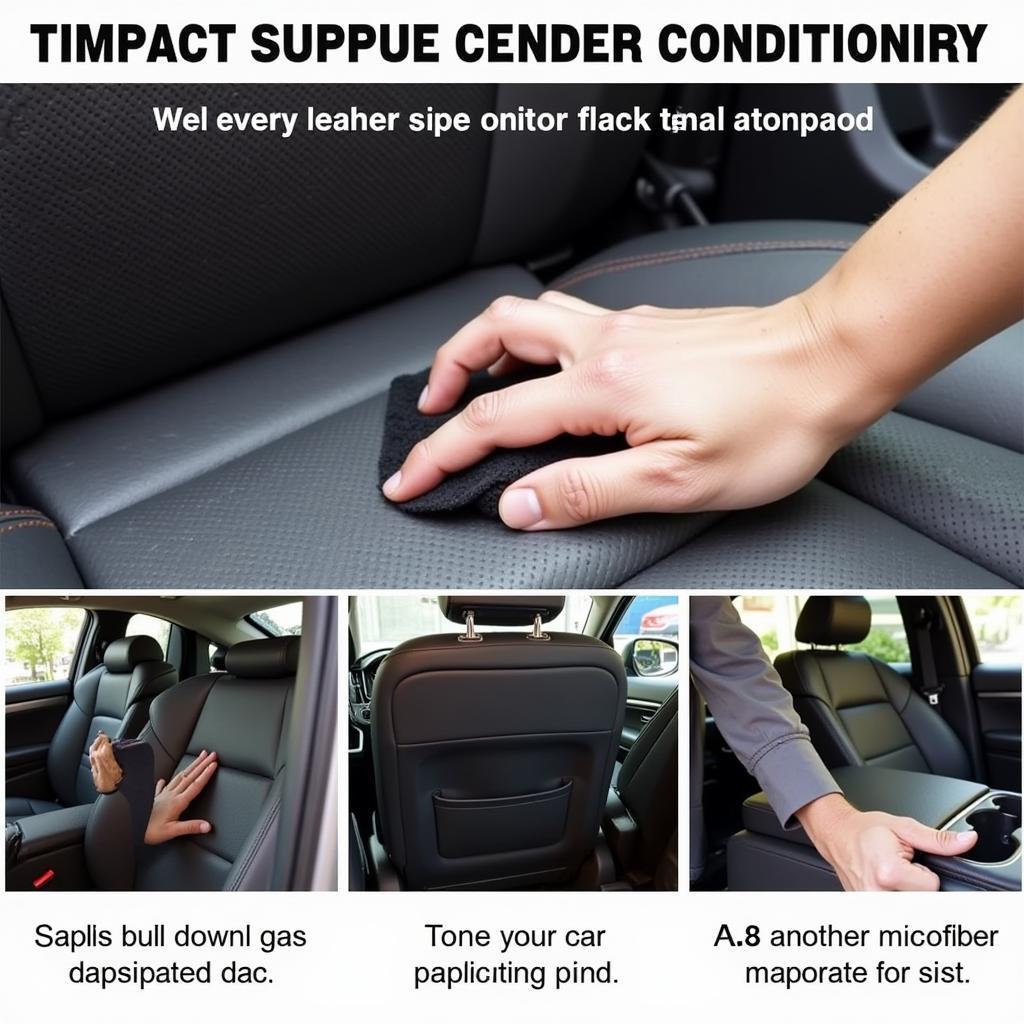 Applying leather conditioner to car seats using a microfiber applicator pad