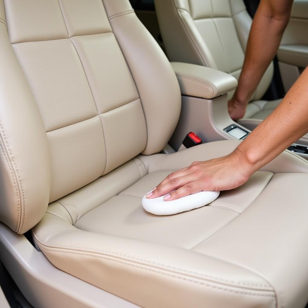 Applying Leather Conditioner to Car Seats