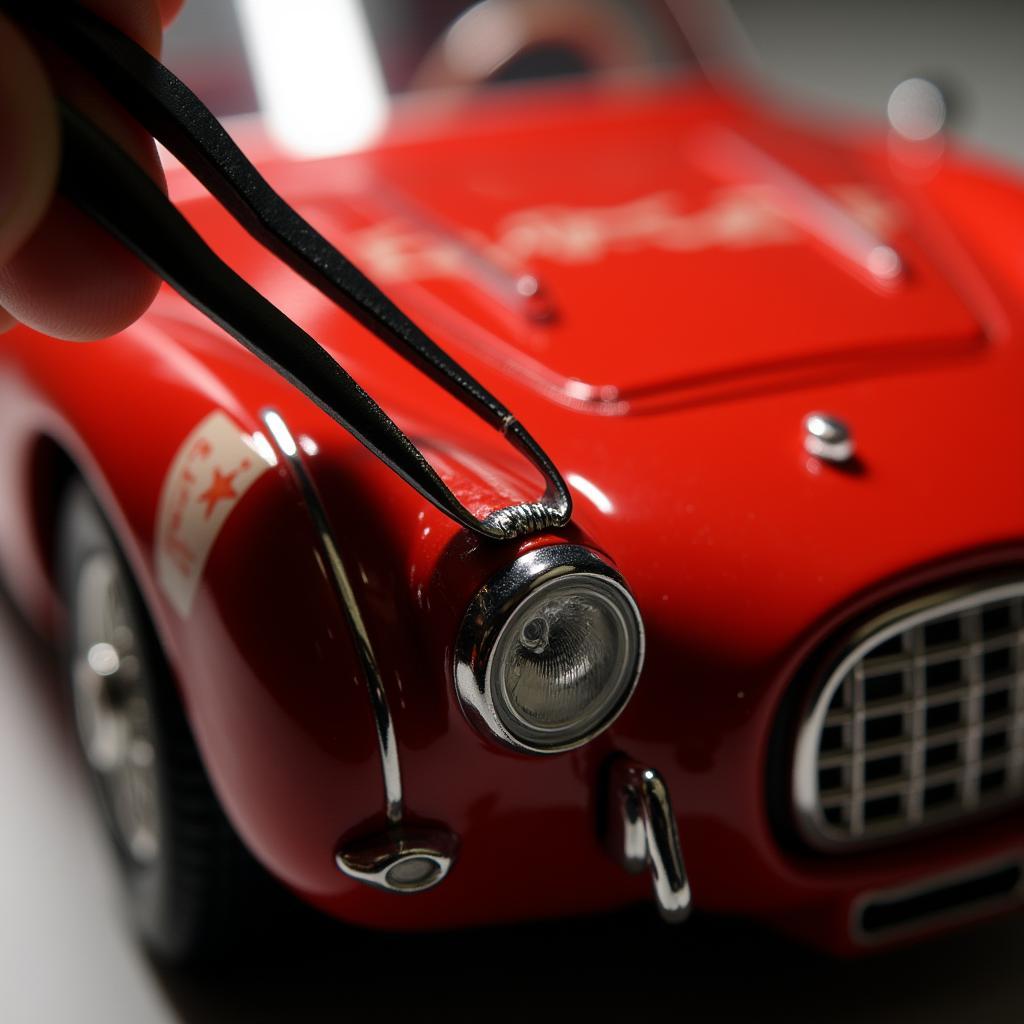 Applying photo etch parts to a 1/24 scale model car