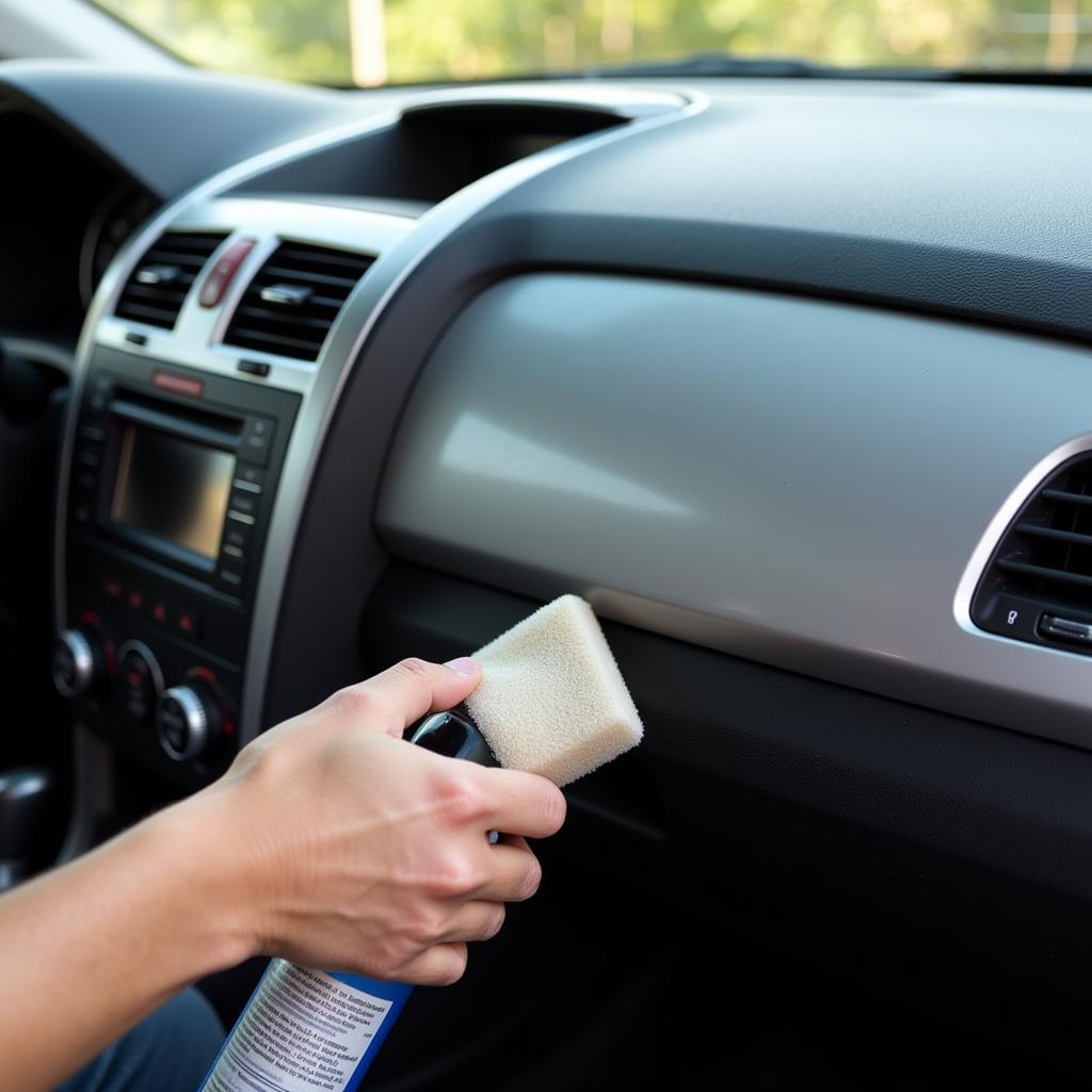 Applying Plastic Protectant to Car Interior