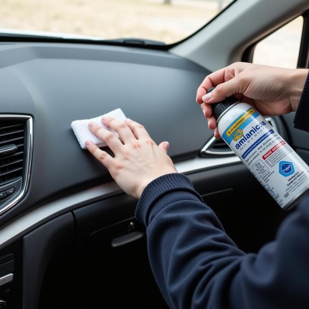 Applying Protectant to Car Dashboard