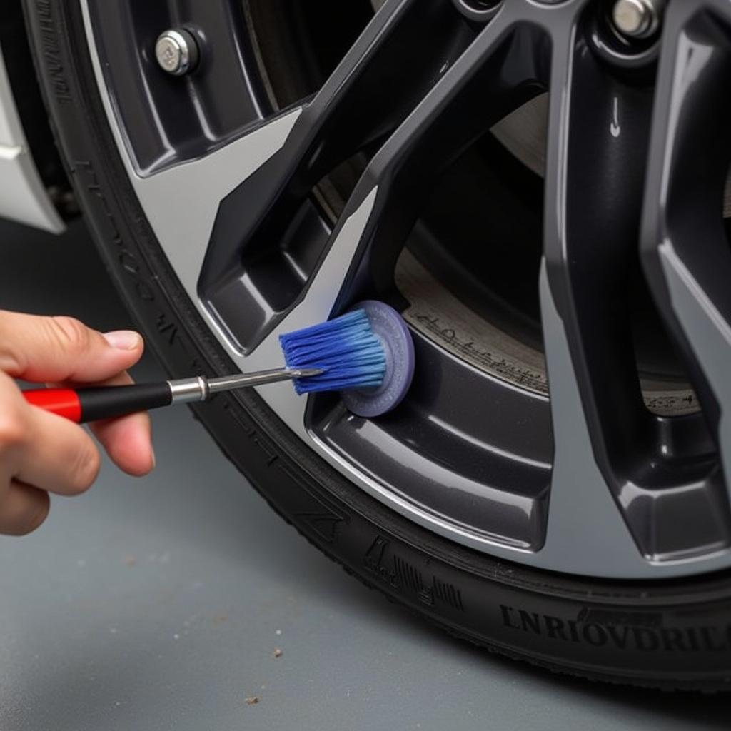 Applying Tire Dressing with a Detailing Paintbrush