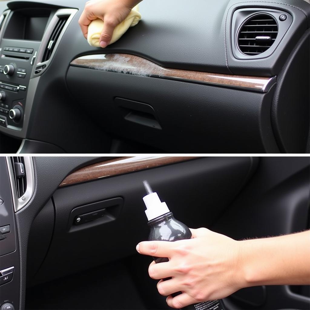 Applying Vinyl Protectant to Car Interior for Professional Finish