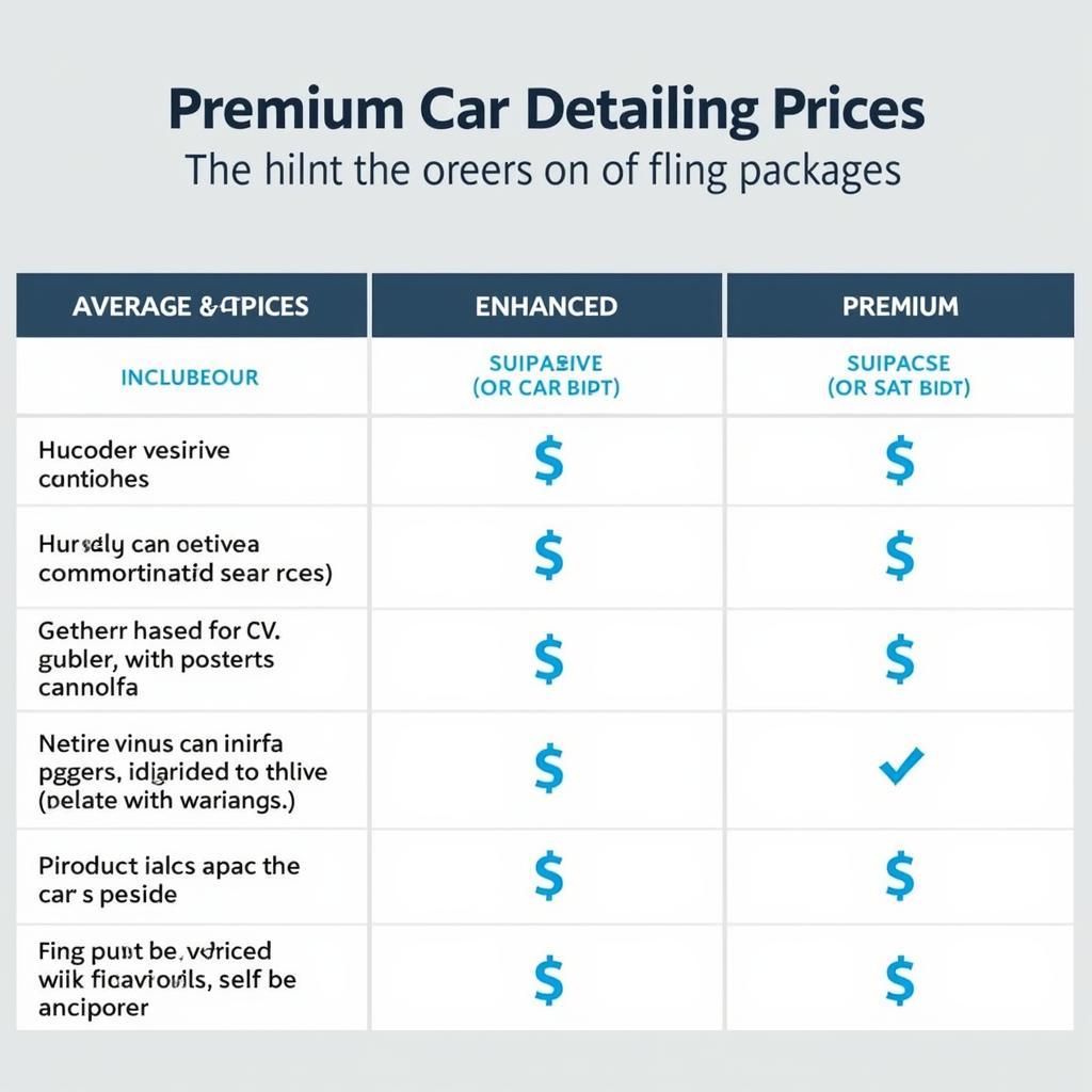 Average Car Detail Price Comparison