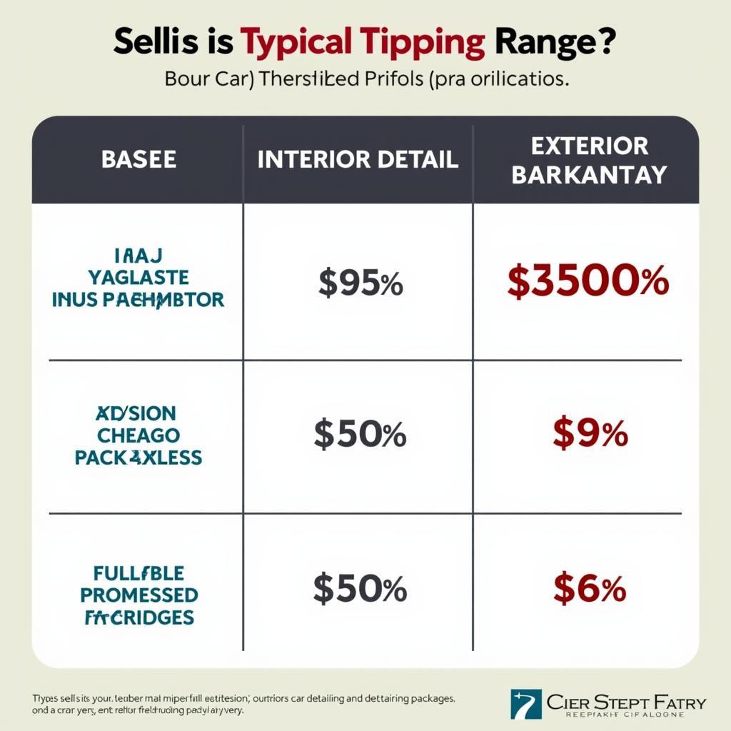 Average Car Detailing Tip Percentage Chart