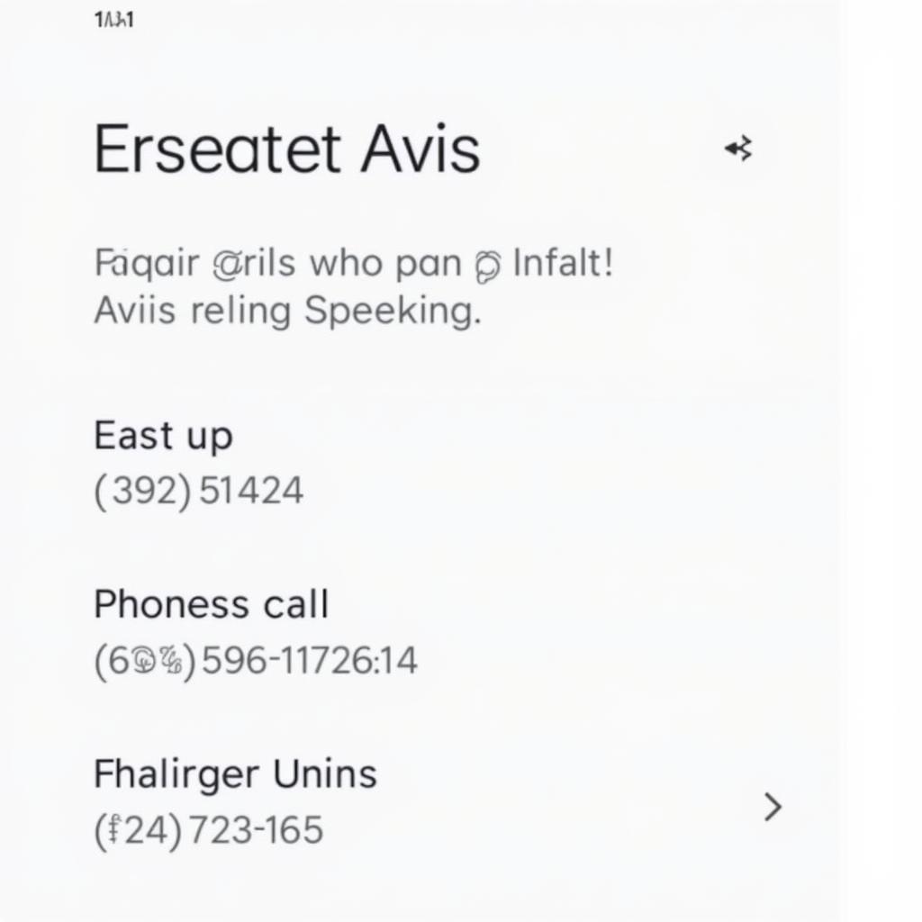 Avis Mobile App Contact Section